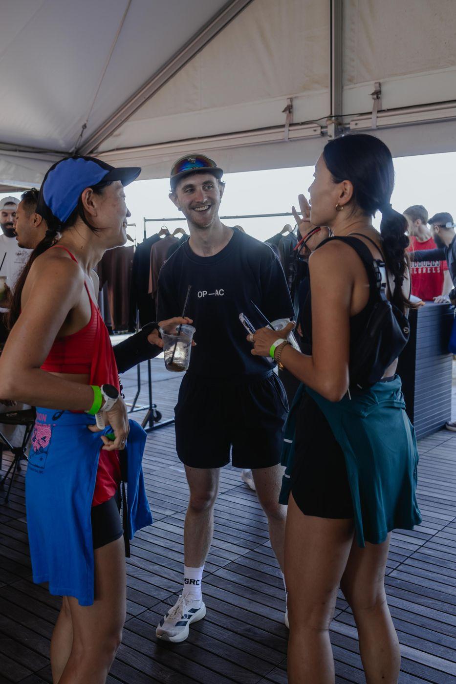 Run club friends chatting after the run