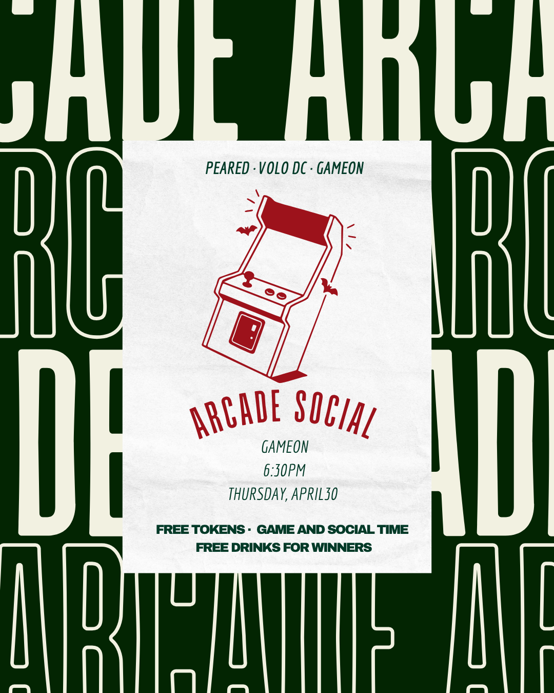 Arcade Singles Social: Peared x Volo x GameOn